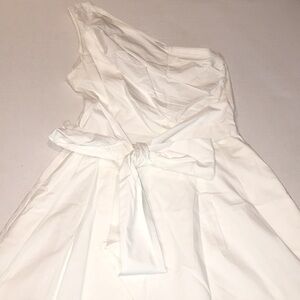 Banana Republic Asymmetric White Sleeveless One Shoulder A-Line Dress | Size 10